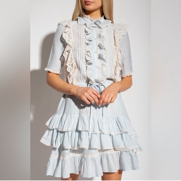Zadig & Voltaire Ranky Tomboy Dress Ruffle Lace Size Med EUC - Picture 1 of 14